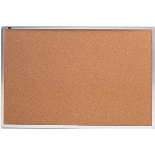 Quartet 24 in. x 36 in. Bulletin Board with Natural Cork Surface and Silver (1-Each)