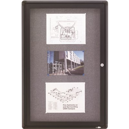 Quartet Enclosed Radius Fabric Bulletin Board, 2 ft. x 3 ft., 1-Door, Graphite Frame