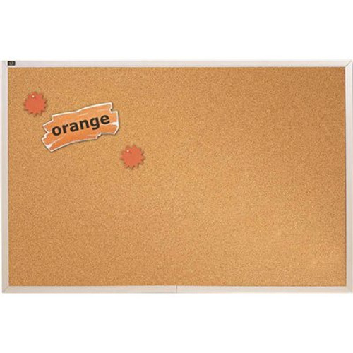 Quartet 96 in. x 48 in. Anodized Aluminum Frame Natural Cork Bulletin Board