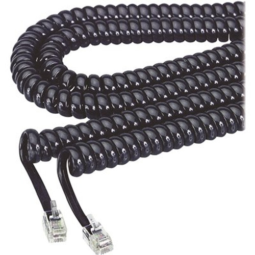 Softalk 12 ft. Coiled Phone Cord, Plug/Plug, Black