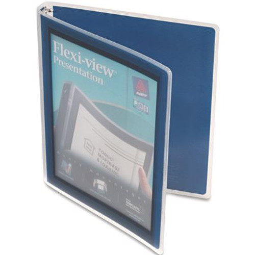 Avery Dennison AVERY FLEXI-VIEW ROUND-RING PRESENTATION VIEW BINDER, 1/2" CAPACITY, NAVY BLUE