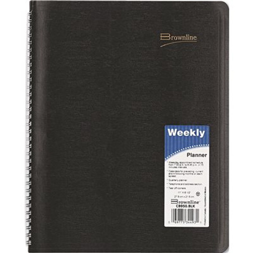 REDIFORM OFFICE PRODUCTS BROWNLINE ESSENTIAL COLUMNAR WEEKLY APPOINTMENT BOOK, 8-1/2 X 11, BLACK