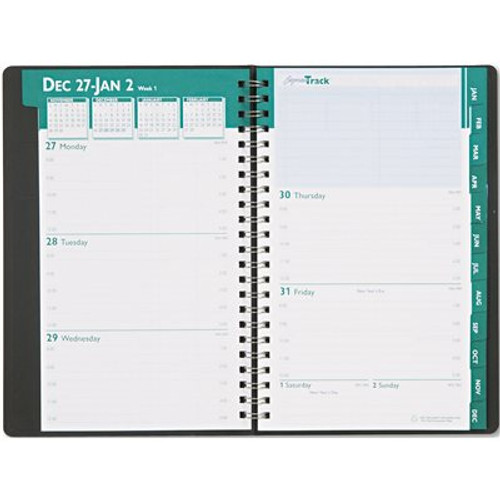 HOUSE OF DOOLITTLE EXPRESS TRACK WEEKLY/MONTHLY APPOINTMENT BOOK, 5 X 8, BLACK