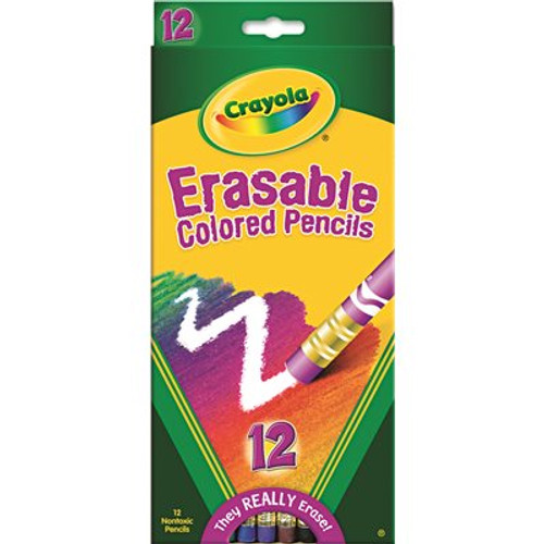 Crayola CRAYOLA ERASABLE COLORED WOODCASE PENCILS, 3.3 MM, 12 ASSORTED COLORS/SET