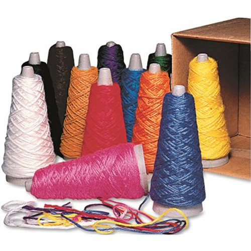 TRAIT-TEX DOUBLE WEIGHT YARN CONES, 2 OZ, ASSORTED COLORS, 12/CARTON