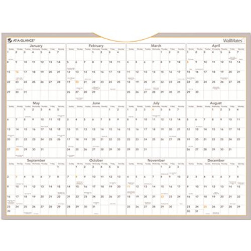 At-A-Glance WALLMATES SELF-ADHESIVE DRY-ERASE YEARLY PLANNING SURFACE, WHITE, 24 IN. X 18 IN., 2013