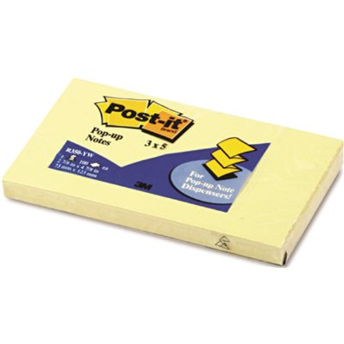 3M POP-UP NOTE REFILL, 3 IN. X 5 IN., CANARY YELLOW, 100 SHEETS