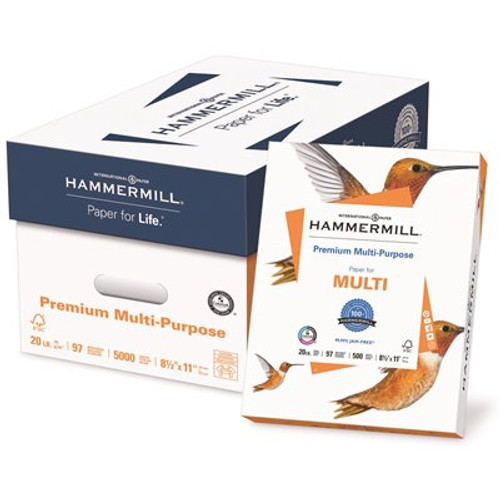 Hammermill 20 lbs. 8-1/2 in. x 11 in. Premium Multi-Purpose Paper, White (5000 Per Carton)