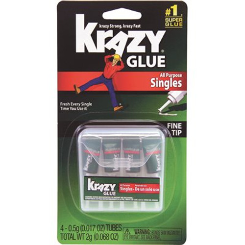 Elmer's Krazy Glue Single-Use Tubes with Storage Case (4 per Pack)