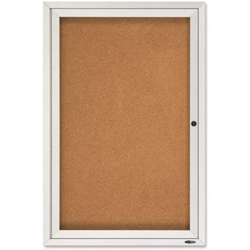 Quartet 2 ft. x 3 ft. 1-Door Aluminum Frame Enclosedecork Bulletin Board for Outdoor Use