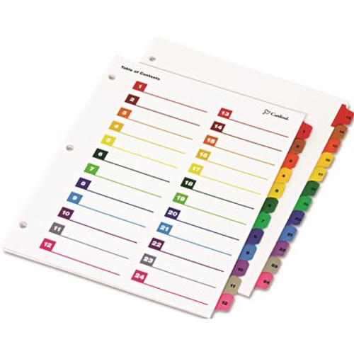 Cardinal Brands Inc. CARDINAL ONESTEP TABLE OF CONTENTS/DIVIDERS, PRINTABLE, 24-TAB, 8-1/2 IN. X 11 IN., MULTICOLORED