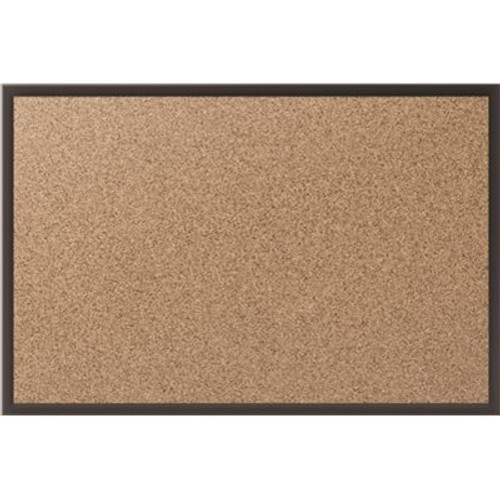 Quartet 18 in. x 24 in. Bulletin Board with Natural Cork Surface and Black (1-Each)