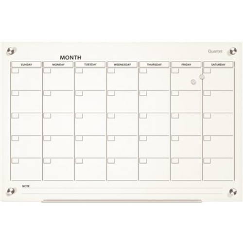 Quartet Infinity 36 in. x 24 in. Magnetic Glass Calendar Board