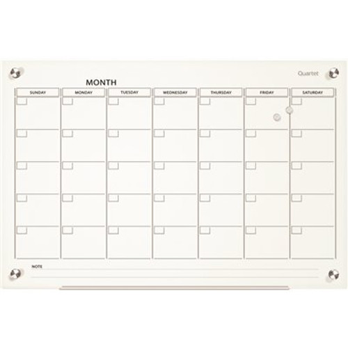 Quartet Infinity 36 in. x 24 in. Magnetic Glass Calendar Board