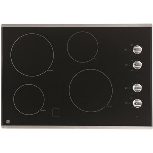 GE 30 in. Radiant Electric Cooktop in Stainless Steel with 4 Elements including 2 Power Boil Elements