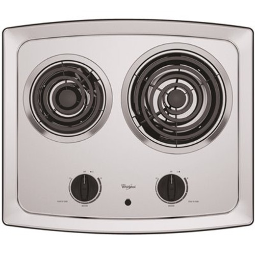 Whirlpool 21 in. Smooth Coil Electric Cooktop in Stainless Steel with 2 Elements