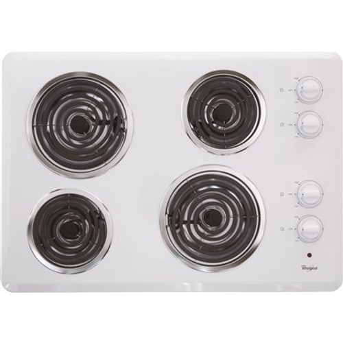 Whirlpool 30 in. Coil Electric Cooktop in White with 4 Elements