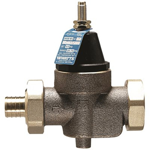 Watts 3/4 in. Pressure Reducing Brass Valve with Bypass Feature PEX 50 psi, Lead free