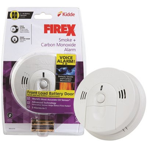 Kidde Firex Smoke & Carbon Monoxide Detector, Battery Operated with Front Load Battery Door and Voice Alarm Kidde Firex Smoke & Carbon Monoxide Detector, Battery Operated with Front Load Battery Door and Voice Alarm