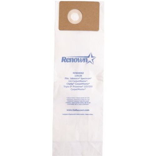 Renown Vacuum Bag for Advance Spectrum Carpetmaster 10 Bags/Pack + 2 Prefilter Equivalent To 1471058500