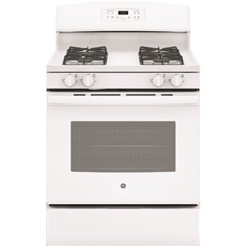 GE 30 in. 5.0 cu. ft. Free-Standing Gas Range with Self Cleaning Oven in White