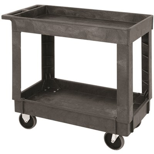 Quantum Storage Systems 550 lbs. 18 in. x 35 in. x 33 in. Plastic 2-Shelf Utility Cart Quantum Storage Systems 550 lbs. 18 in. x 35 in. x 33 in. Plastic 2-Shelf Utility Cart