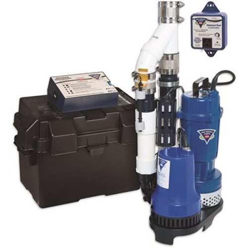 Pro Series Pumps 1/3 HP Primary and PHCC-1850 Battery Backup Sump Pump System