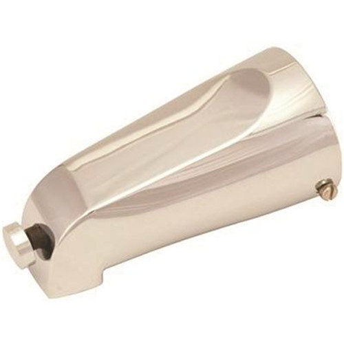 BrassCraft 5-1/8 in. PVD Satin Nickel Slip-On Bathtub Spout with Front Diverter and Top Shower Adapter