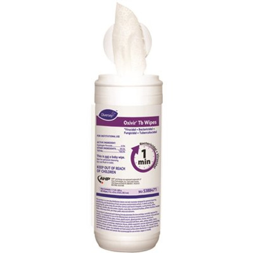 Oxivir 7 in. x 8 in. TB Disinfecting Wipes (60 Count Canister, 12 Canister Per Case)