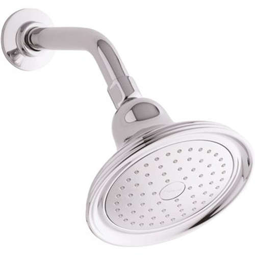 KOHLER Devonshire 1-Spray 5.9 in. Single Wall Mount Fixed Shower Head in Polished Chrome
