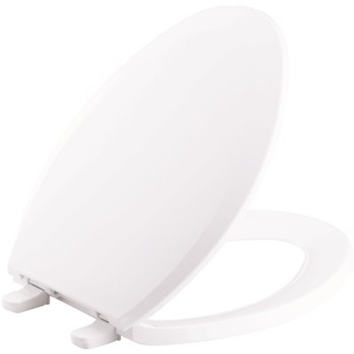 KOHLER Lustra Elongated Closed-Front Toilet Seat with Quick-Release Hinges in White