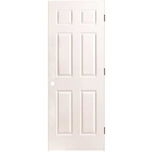 Masonite 30 in. x 80 in. Textured 6-Panel Primed White Left Handed Hollow Core Composite Single Prehung Interior Door