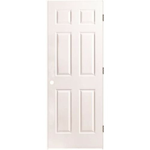 Masonite 34 in. x 80 in. Textured 6-Panel Primed White Left Handed Hollow Core Composite Single Prehung Interior Door