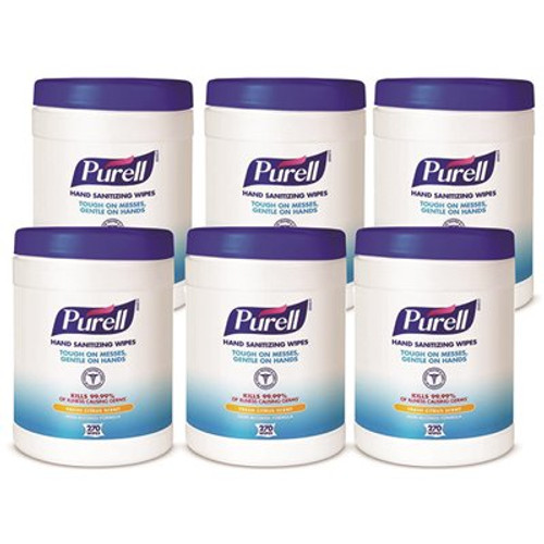 PURELL Hand Sanitizing Wipes, Fresh Citrus Scent, Eco-Fit Canister (270-Count, Pack of 6)