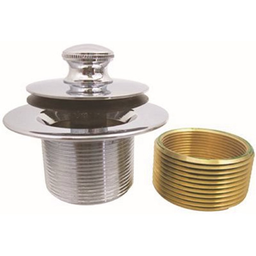 IPS Corporation 2.875 in. x 2.375 in. x 2.875 in. Push Pull Chrome Plated Bathtub Stopper with Bushing