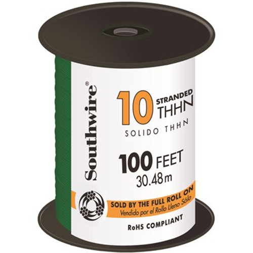 Southwire 100 ft. 10 Green Stranded CU THHN Wire Southwire 100 ft. 10 Green Stranded CU THHN Wire