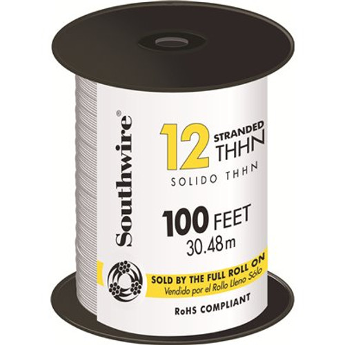 Southwire 100 ft. 12 White Stranded CU THHN Wire