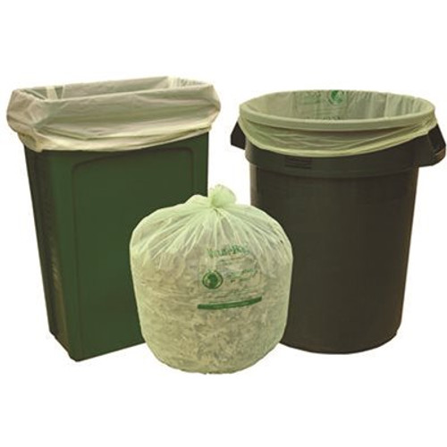 Natur-Bag 33 Gal. 33 in. x 40 in. 0.8 mil Green Compostable Trash Bags Slim Liner (25/Roll, 8 Rolls/Case)