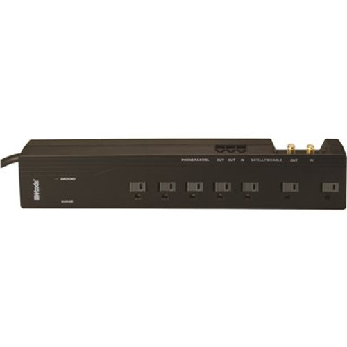 Woods 6 ft. 7-Outlet 2,500-Joule Surge Protector Power Strip with Satellite/Cable Coax and Phone/Fax/DSL