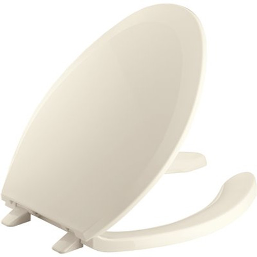 KOHLER Lustra Elongated Open-Front Toilet Seat in Biscuit