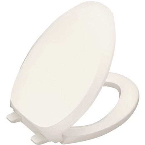 KOHLER French Curve Quiet-Close Elongated Closed Front Toilet Seat with Grip-Tight Bumpers in White
