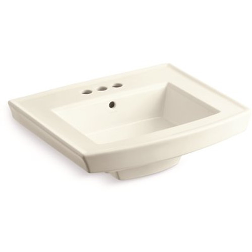 KOHLER Archer 4 in. Vitreous China Pedestal Sink Basin in Biscuit with Overflow Drain