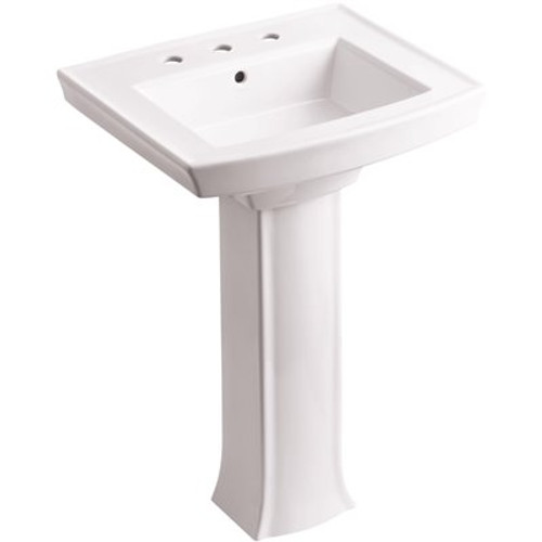 KOHLER Archer Vitreous China Pedestal Combo Bathroom Sink in White with Overflow Drain