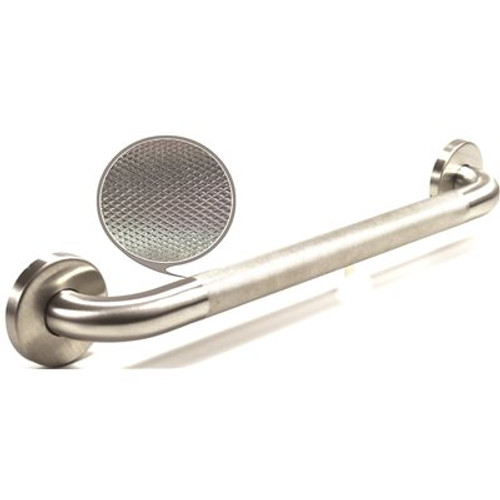 WingIts Premium Series 24 in. x 1.25 in. Diamond Knurled Grab Bar in Satin Stainless Steel (27 in. Overall Length)