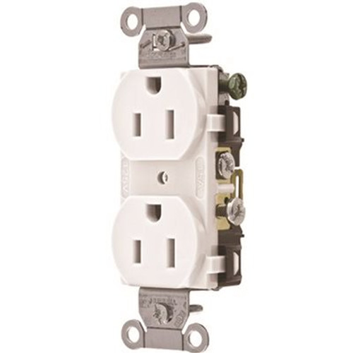 HUBBELL WIRING 15 Amp Hubbell Commercial Grade Duplex Receptacle, White