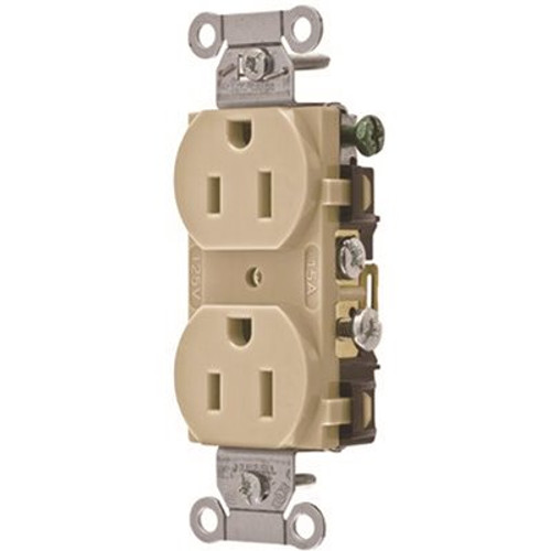 HUBBELL WIRING 15 Amp Hubbell Commercial Grade Duplex Receptacle, Ivory