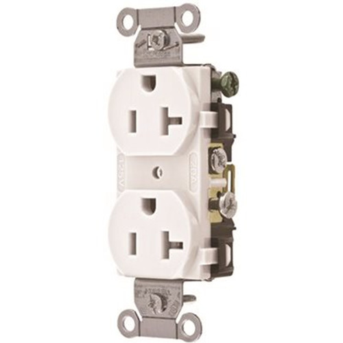 HUBBELL WIRING 20 Amp Hubbell Commercial Grade Duplex Receptacle, White