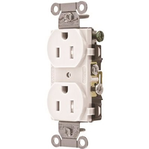 HUBBELL WIRING 15 Amp Hubbell Commercial Grade Tamper Resistant Duplex Receptacle, White
