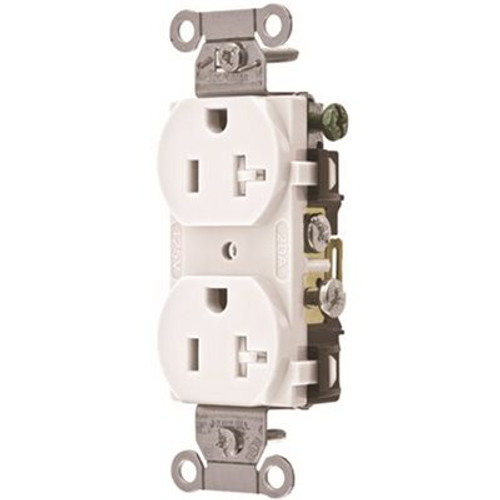 HUBBELL WIRING 20 Amp Hubbell Commercial Grade Tamper Resistant Duplex Receptacle, White