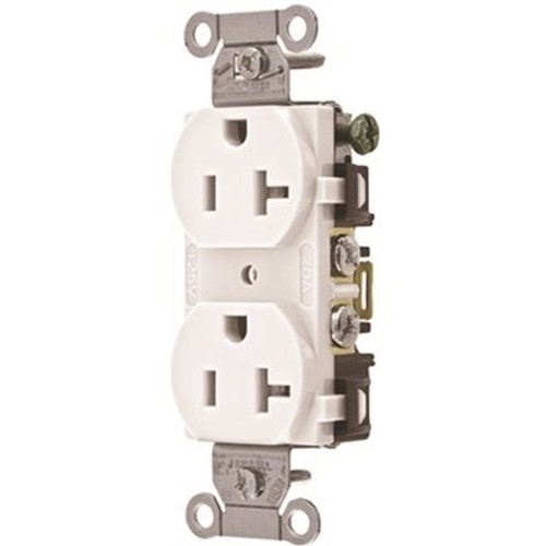 HUBBELL WIRING 20 Amp Hubbell Commercial Industrial Grade Duplex Receptacle, White